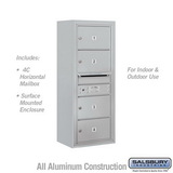 Salsbury Industries 10 Door High Surface Mounted 4C Horizontal Mailbox with 4 Doors and 1 Parcel Locker with USPS Access