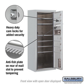 Salsbury Industries 3810S-05AFP Surface Mounted 4C Horizontal Mailbox Unit - 10 Door High Unit (38-5/8 Inches) - Single Column - 5 MB1 Doors / 1 PL3 - Aluminum - Front Loading - Private Access