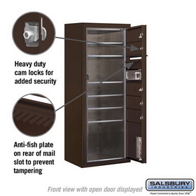 Salsbury Industries 3810S-05ZFU Surface Mounted 4C Horizontal Mailbox Unit - 10 Door High Unit (38-5/8 Inches) - Single Column - 5 MB1 Doors / 1 PL3 - Bronze - Front Loading - USPS Access
