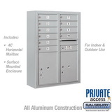 Salsbury Industries 11 Door High Surface Mounted 4C Horizontal Mailbox with 10 Doors and 2 Parcel Lockers with Private Access