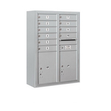 Salsbury Industries 3811D-10AFP 11 Door High Surface Mounted 4C Horizontal Mailbox with 10 Doors and 2 Parcel Lockers in Aluminum with Private Access