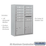 Salsbury Industries 11 Door High Surface Mounted 4C Horizontal Mailbox with 10 Doors and 2 Parcel Lockers with USPS Access