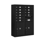 Salsbury Industries 3811D-10BFP 11 Door High Surface Mounted 4C Horizontal Mailbox with 10 Doors and 2 Parcel Lockers in Black with Private Access