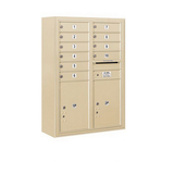Salsbury Industries 3811D-10SFP 11 Door High Surface Mounted 4C Horizontal Mailbox with 10 Doors and 2 Parcel Lockers in Sandstone with Private Access