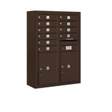 Salsbury Industries 3811D-10ZFP 11 Door High Surface Mounted 4C Horizontal Mailbox with 10 Doors and 2 Parcel Lockers in Bronze with Private Access