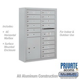 Salsbury Industries 11 Door High Surface Mounted 4C Horizontal Mailbox with 15 Doors and 1 Parcel Locker with Private Access