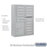 Salsbury Industries 11 Door High Surface Mounted 4C Horizontal Mailbox with 15 Doors and 1 Parcel Locker with USPS Access
