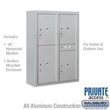 Salsbury Industries 11 Door High Surface Mounted 4C Horizontal Parcel Locker with 4 Parcel Lockers with Private Access