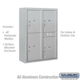 Salsbury Industries 11 Door High Surface Mounted 4C Horizontal Parcel Locker with 4 Parcel Lockers with USPS Access