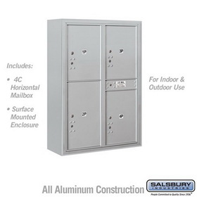 Salsbury Industries 11 Door High Surface Mounted 4C Horizontal Parcel Locker with 4 Parcel Lockers with USPS Access