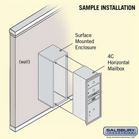 Salsbury Industries 3811S-02AFP Surface Mounted 4C Horizontal Mailbox Unit - 11 Door High Unit (42-1/8 Inches) - Single Column - 2 MB2 Doors / 1 PL5 - Aluminum - Front Loading - Private Access