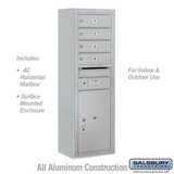 Salsbury Industries 11 Door High Surface Mounted 4C Horizontal Mailbox with 4 Doors and 1 Parcel Locker with USPS Access