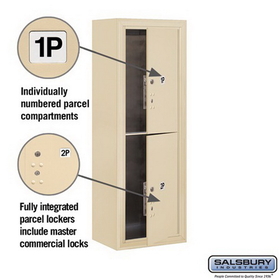 Salsbury Industries 3812S-2PSFP Surface Mounted 4C Horizontal Mailbox Unit-12 Door High Unit (45-5/8 Inches)-Single Column-Stand-Alone Parcel Locker-2 PL6