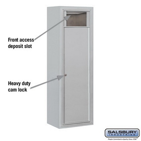 Salsbury Industries 3813S-1BAF Surface Mounted 4C Horizontal Receptacle Bin (Includes 3713S-1BAF and 3813S-ALM Enclosure) - Single Column - 1 Receptacle Bin - Aluminum - Front Access