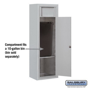 Salsbury Industries 3813S-1BAF Surface Mounted 4C Horizontal Receptacle Bin (Includes 3713S-1BAF and 3813S-ALM Enclosure) - Single Column - 1 Receptacle Bin - Aluminum - Front Access