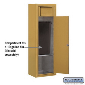 Salsbury Industries 3813S-1BGF Surface Mounted 4C Horizontal Receptacle Bin (Includes 3713S-1BGF and 3813S-GLD Enclosure) - Single Column - 1 Receptacle Bin - Gold - Front Access