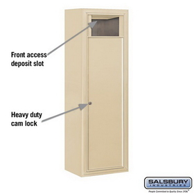 Salsbury Industries 3813S-1BSF Surface Mounted 4C Horizontal Receptacle Bin (Includes 3713S-1BSF and 3813S-SAN Enclosure) - Single Column - 1 Receptacle Bin - Sandstone - Front Access