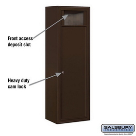 Salsbury Industries 3813S-1BZF Surface Mounted 4C Horizontal Receptacle Bin (Includes 3713S-1BZF and 3813S-BRZ Enclosure) - Single Column - 1 Receptacle Bin - Bronze - Front Access