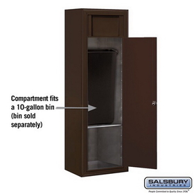 Salsbury Industries 3813S-1BZF Surface Mounted 4C Horizontal Receptacle Bin (Includes 3713S-1BZF and 3813S-BRZ Enclosure) - Single Column - 1 Receptacle Bin - Bronze - Front Access