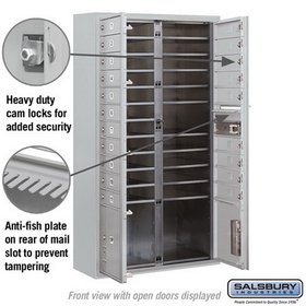 Salsbury Industries 3815D-20AFP Surface Mounted 4C Horizontal Mailbox Unit - 15 Door High Unit (56-1/8 Inches) - Double Column - 20 MB1 Doors / 2 PL4