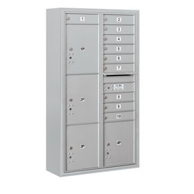 Salsbury Industries Surface Mounted 4C Horizontal Mailbox Unit-Maximum Height Unit (57-7/8 Inches)-Double Column-10 MB1 Doors / 2 PL4.5's and 2 PL5's-Front Loading-Private Access