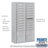 Salsbury Industries Maximum Height Surface Mounted 4C Horizontal Mailbox with 20 Doors and 2 Parcel Lockers with Private Access