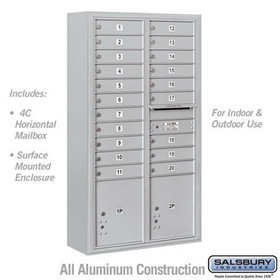 Salsbury Industries Maximum Height Surface Mounted 4C Horizontal Mailbox with 20 Doors and 2 Parcel Lockers with USPS Access