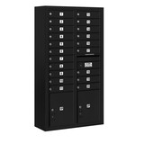 Salsbury Industries 3816D-20BFP Maximum Height Surface Mounted 4C Horizontal Mailbox with 20 Doors and 2 Parcel Lockers in Black with Private Access