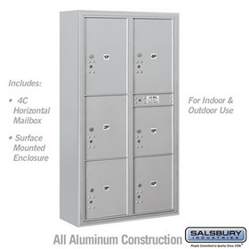 Salsbury Industries Maximum Height Surface Mounted 4C Horizontal Parcel Locker with 6 Parcel Lockers with USPS Access
