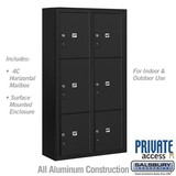 Salsbury Industries Surface Mounted 4C Horizontal Mailbox Unit - Maximum Height Unit (57-3/4 Inches) - Double Column - Stand-Alone Parcel Locker - 2 PL4.5's, 2 PL5's and 2 PL6's