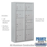 Salsbury Industries Surface Mounted 4C Horizontal Mailbox Unit-Maximum Height Unit(57-7/8 Inches)-Double Column-Stand-Alone Parcel Locker-Aluminum-Front Loading