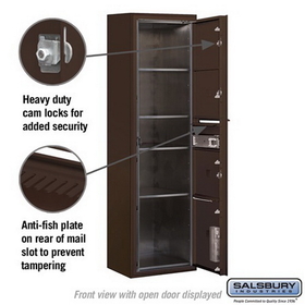Salsbury Industries 3816S-03ZFP Surface Mounted 4C Horizontal Mailbox Unit - Maximum Height Unit (57-7/8 Inches) - Single Column - 3 MB3 Doors / 1 PL4.5 - Bronze - Front Loading - Private Access