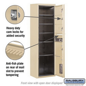 Salsbury Industries 3816S-04SFU Surface Mounted 4C Horizontal Mailbox Unit-Maximum Height Unit (57-7/8 Inches)-Single Column-3 MB2 Doors / 1 MB3 Door / 1 PL4.5-Sandstone-Front Loading-USPS Access