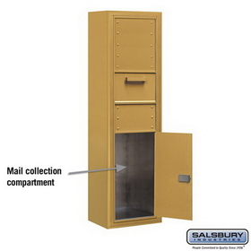 Salsbury Industries 3816S-1CGF Surface Mounted 4C Horizontal Collection Box (Includes 3716S-1CGF and 3816S-GLD Enclosure) - Single Column - Gold - Front Access