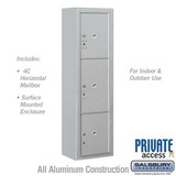 Salsbury Industries Maximum Height Surface Mounted 4C Horizontal Parcel Locker with 3 Parcel Lockers with Private Access