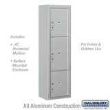 Salsbury Industries Maximum Height Surface Mounted 4C Horizontal Parcel Locker with 3 Parcel Lockers with USPS Access
