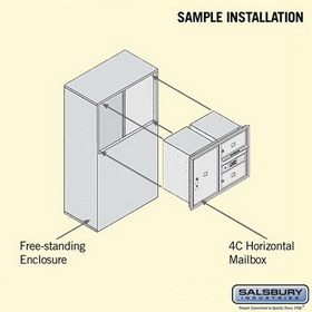 Salsbury Industries 3906D-02GFP Free-Standing 4C Horizontal Mailbox Unit - 6 Door High Unit (51-3/4 Inches) - Double Column - 2 MB2 Doors / 1 PL6 - Gold - Front Loading - Private Access