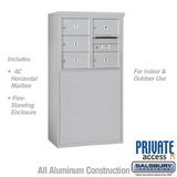 Salsbury Industries 6 Door High Free-Standing 4C Horizontal Mailbox with 5 Doors and 1 Parcel Locker with Private Access