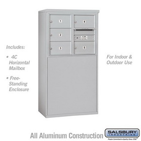 Salsbury Industries 6 Door High Free-Standing 4C Horizontal Mailbox with 5 Doors and 1 Parcel Locker with USPS Access