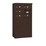 Salsbury Industries 3906D-05ZFP 6 Door High Free-Standing 4C Horizontal Mailbox with 5 Doors and 1 Parcel Locker in Bronze with Private Access