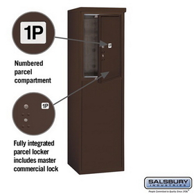 Salsbury Industries 3906S-1PZFP 6 Door High Free-Standing 4C Horizontal Parcel Locker with 1 Parcel Locker in Bronze with Private Access