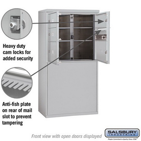 Salsbury Industries 3907D-05AFP Free-Standing 4C Horizontal Mailbox Unit - 7 Door High Unit (55-1/4 Inches) - Double Column - 3 MB2 Doors and 2 MB3 Doors - Aluminum - Front Loading - Private Access