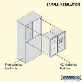 Salsbury Industries 3908D-04SFP Free-Standing 4C Horizontal Mailbox Unit - 8 Door High Unit (58-3/4 Inches) - Double Column - 4 MB2 Doors / 1 PL6 - Sandstone - Front Loading - Private Access