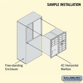 Salsbury Industries 3908D-09ZFP Free-Standing 4C Horizontal Mailbox Unit - 8 Door High Unit (58-3/4 Inches) - Double Column - 9 MB1 Doors / 1 PL5 - Bronze - Front Loading - Private Access