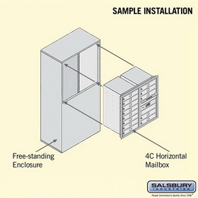 Salsbury Industries 3908D-13SFP Free-Standing 4C Horizontal Mailbox Unit - 8 Door High Unit (58-3/4 Inches) - Double Column - 13 MB1 Doors - Sandstone - Front Loading - Private Access