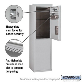 Salsbury Industries 3908S-01AFP Free-Standing 4C Horizontal Mailbox Unit - 8 Door High Unit (58-3/4 Inches) - Single Column - 1 MB1 Door / 1 PL5 - Aluminum - Front Loading - Private Access