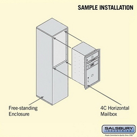 Salsbury Industries 3908S-01AFU Free-Standing 4C Horizontal Mailbox Unit - 8 Door High Unit (58-3/4 Inches) - Single Column - 1 MB1 Door / 1 PL5 - Aluminum - Front Loading - USPS Access
