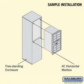 Salsbury Industries 3908S-06SFU Free-Standing 4C Horizontal Mailbox Unit - 8 Door High Unit (58-3/4 Inches) - Single Column - 6 MB1 Doors - Sandstone - Front Loading - USPS Access