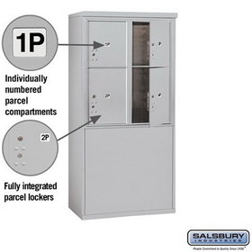 Salsbury Industries 3909D-4PAFU Free-Standing 4C Horizontal Mailbox Unit-9 Door High Unit(62-1/4 Inches)-Double Column-Stand-Alone Parcel Locker-2 PL4