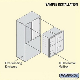 Salsbury Industries 3909D-4PZFU Free-Standing 4C Horizontal Mailbox Unit-9 Door High Unit (62-1/4 Inches)-Double Column-Stand-Alone Parcel Locker-2 PL4